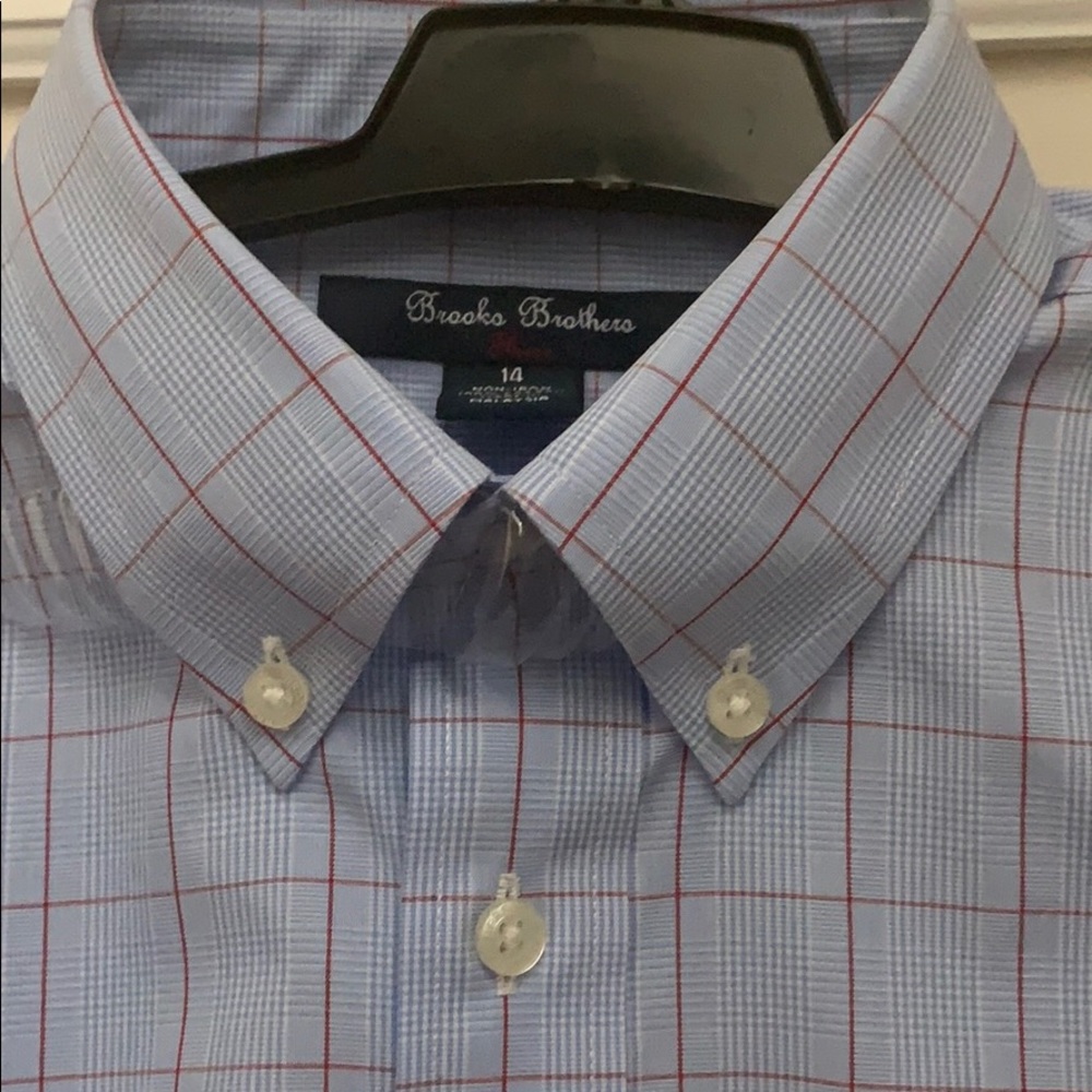 Brooks Brothers Blue Non-Iron Broad Plaid Oxford Shirt